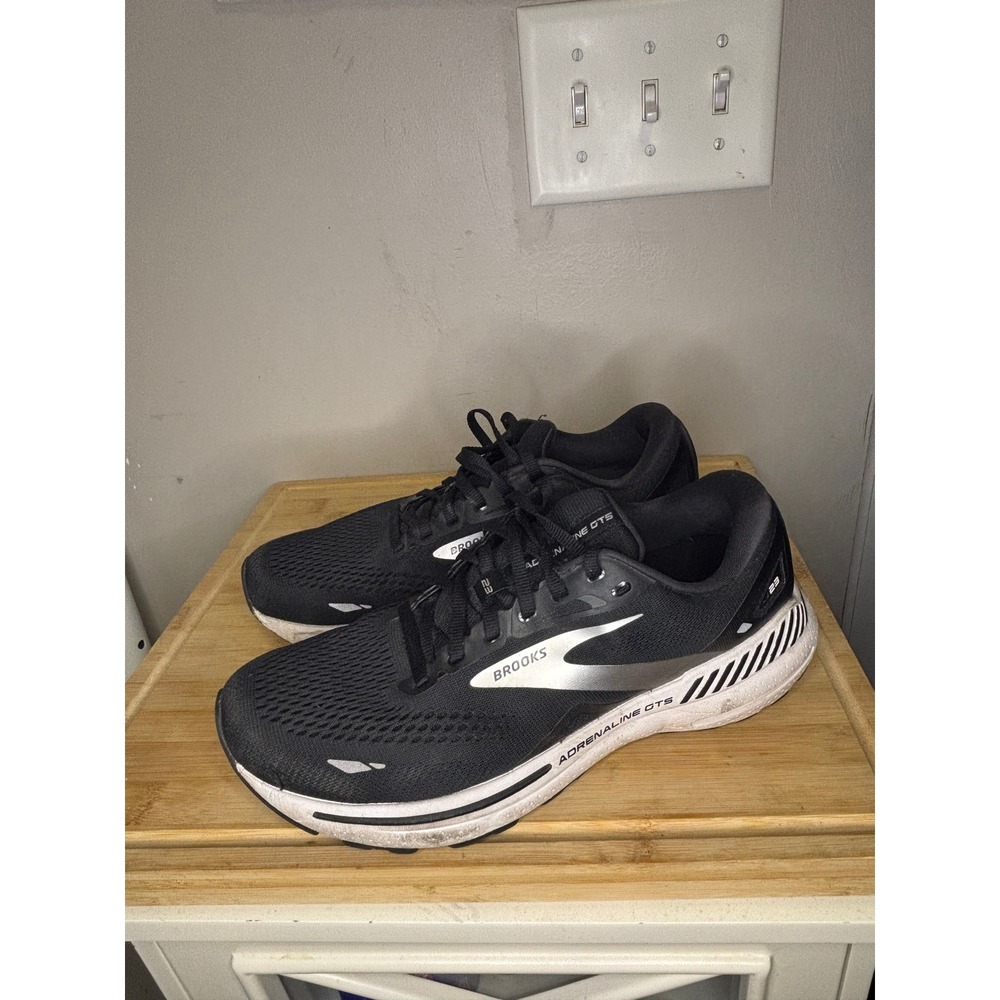 Brooks Adrenaline GTS 23 Mens Running Shoes Black White Sneakers 1103911D020